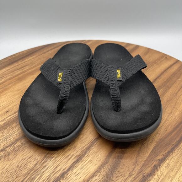 Teva Voya Sandals Womens 8 Black Flip Flop Comfort Thong Casual Beach Summer - Picture 2 of 8